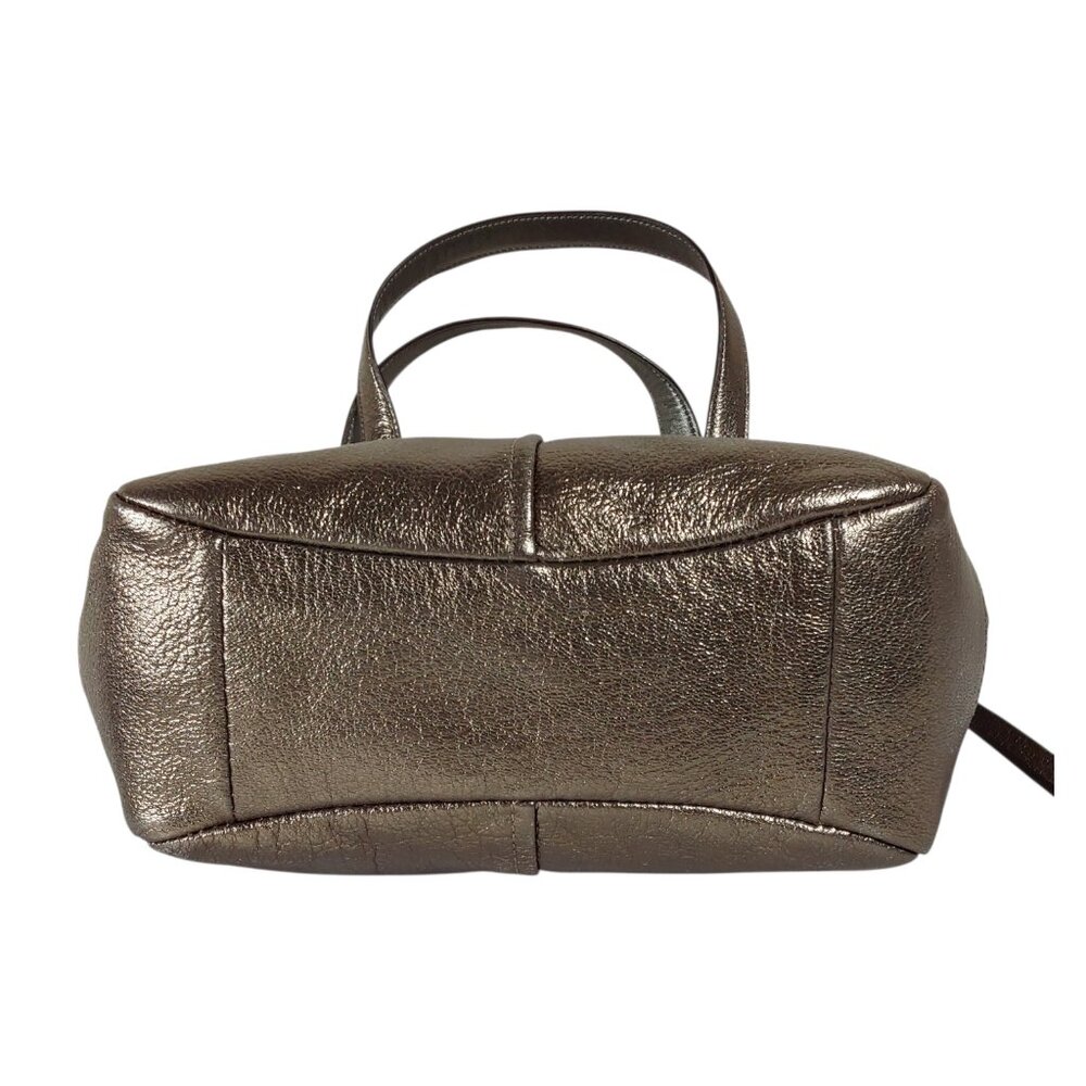 NWT Coach Metallic Gunmetal Mini Chelsea Leather Satchel Bag Edgy/Glam/Statement - Picture 8 of 9